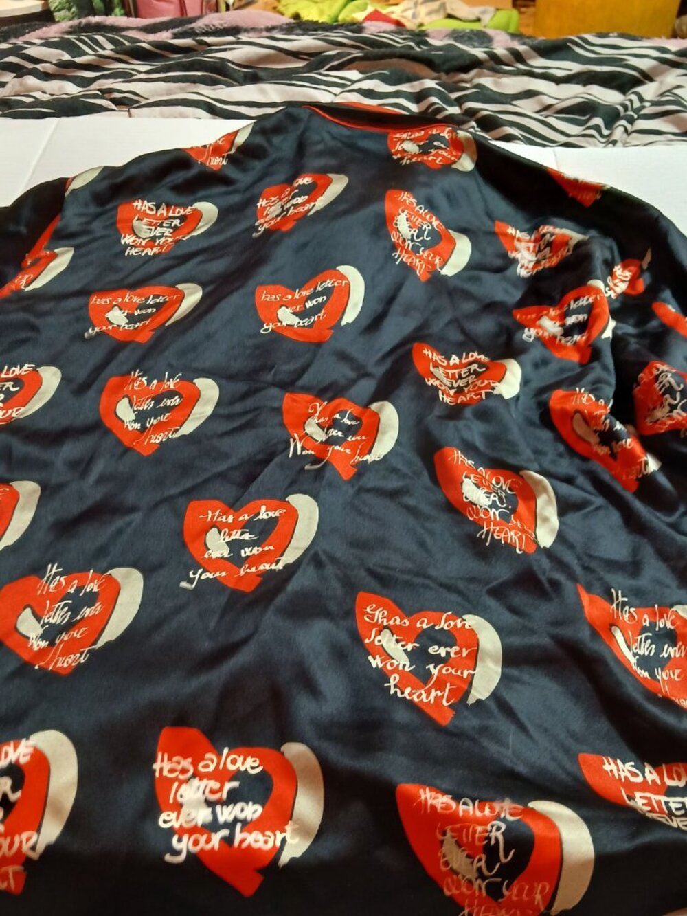 Escada Hearts Button Down Silk Love Letter Women's 42 Blouse Shirt - Picture 10 of 13